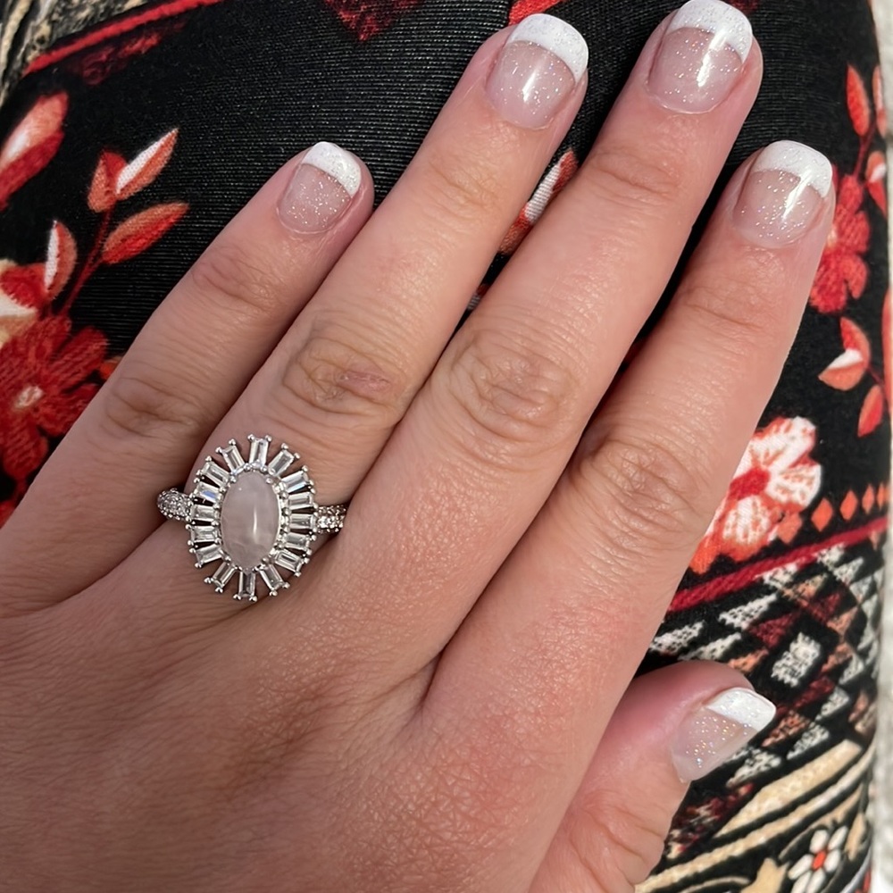 Bomb Party Genuine Rose Quartz Ring Size 7 - Picture 2 of 5